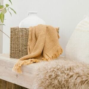 BirdRock Home Woven Storage Shelf Organizer Baskets w/ Handles Natural Seagrass